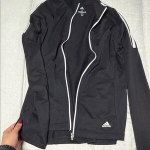 Adidas Black Zip-Up Jacket with White Stripes